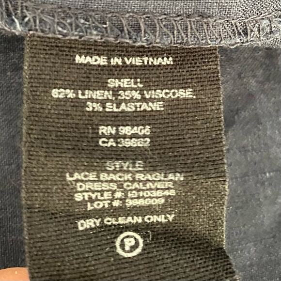 Theory Spring Navy Caliver Linen Blend Blue Lace Back Dress size 8 - Picture 9 of 9